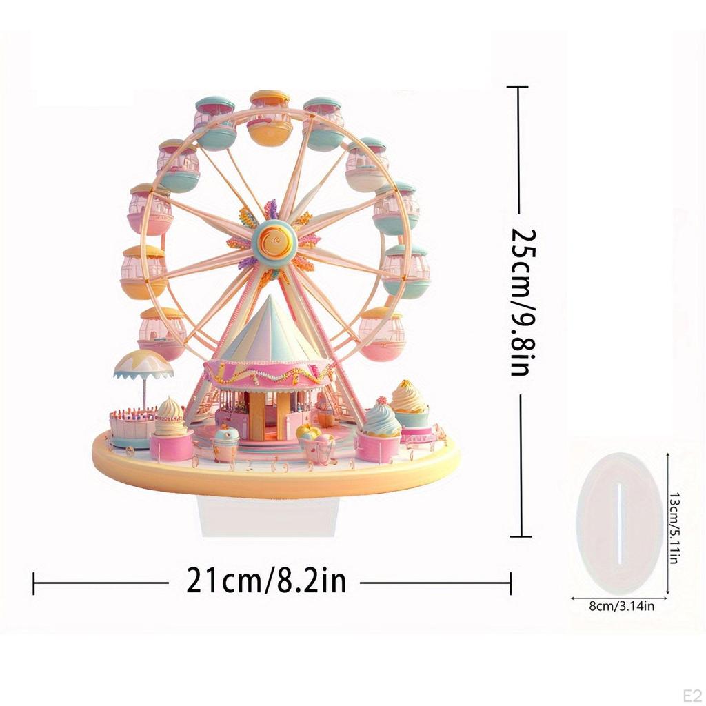 Wheel Ornament Desktop Decoration Creative Table Centerpiece 2D Acrylic Decor with Base for