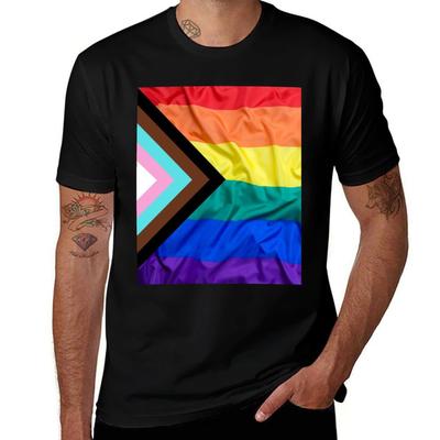 Progress Pride Flag Lgbt New Pride Flag Rainbow Equality Tshirt Classic Basic Casual Tshirt