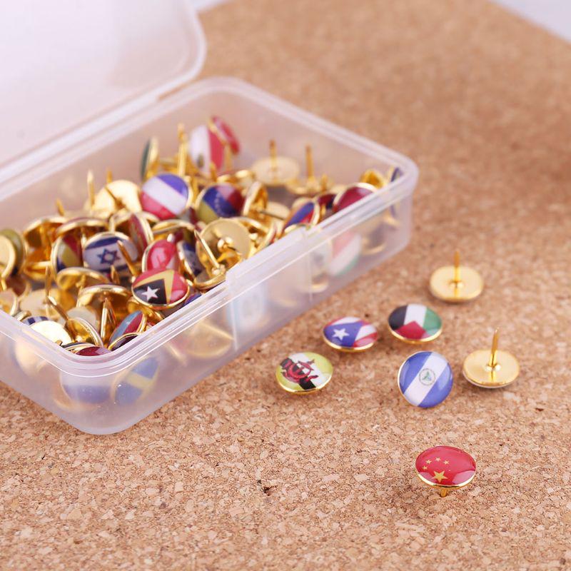 Map Flag National 100pcsbox Tacks Glue Thumbtack Push Pins Notice Board Markers