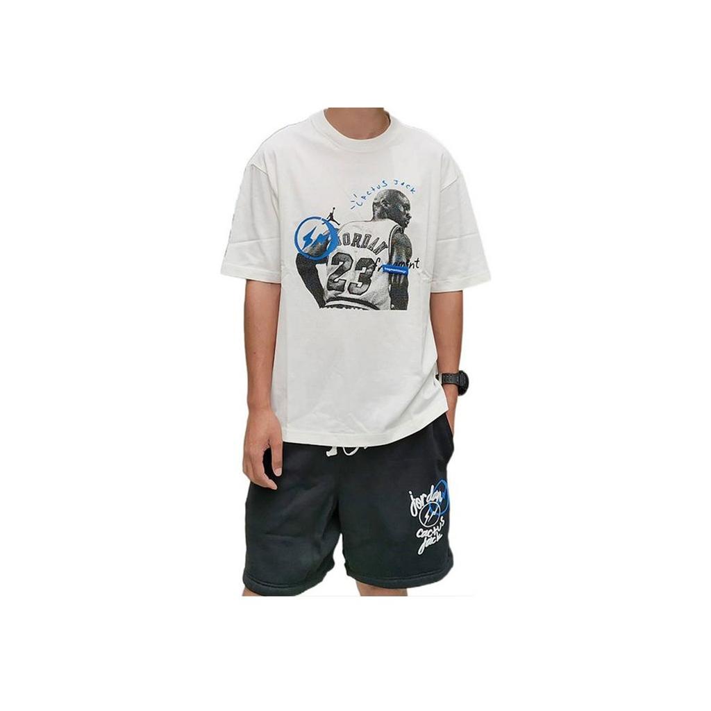 Футболка Travis Scott x Jordan x Fragment белая мужская уличная одежда DJ0620-133