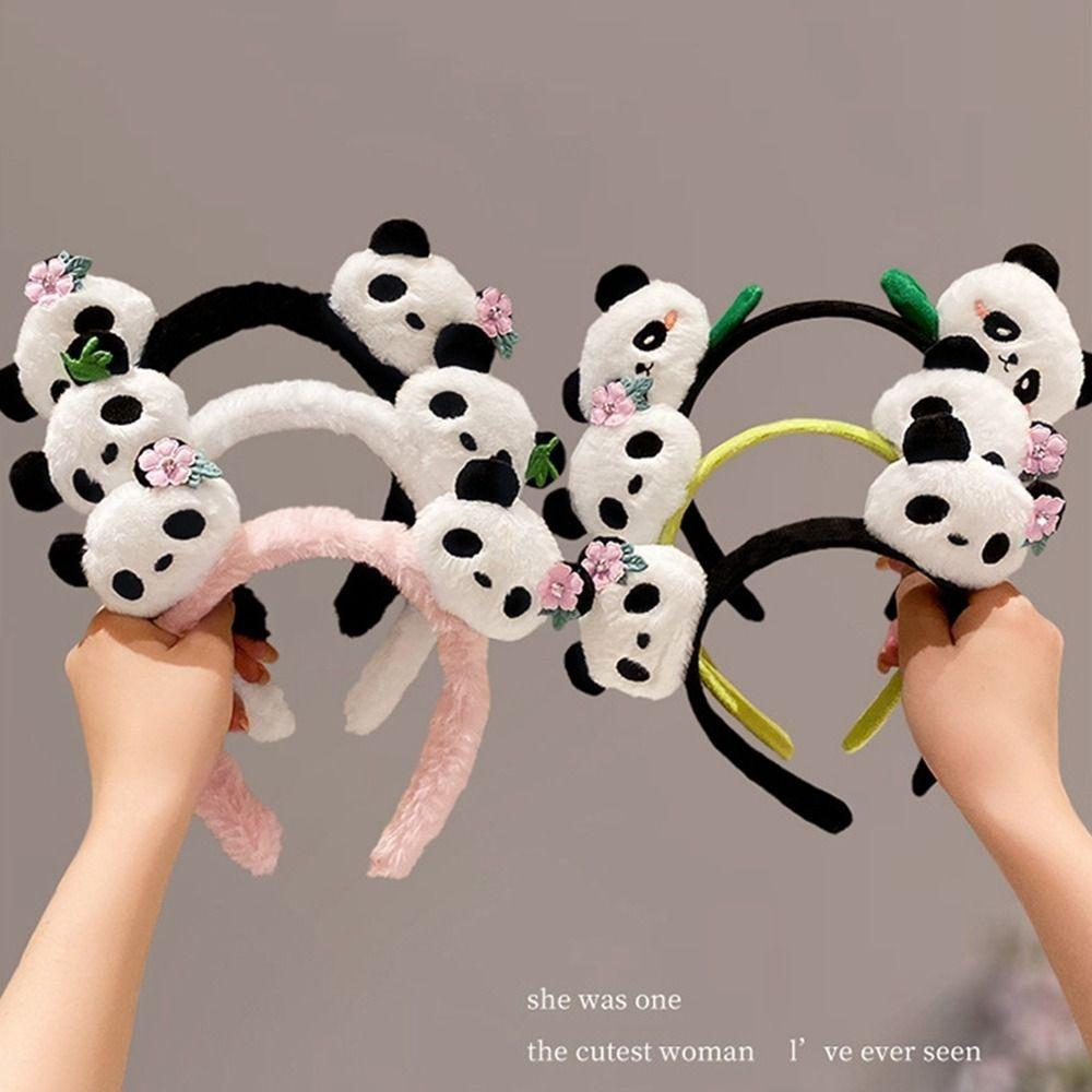Повязка на голову в китайском стиле с пандой, заколка для волос из зоопарка, плюшевая кукла, обруч для волос, милая мультяшная резинка для волос, для улицы