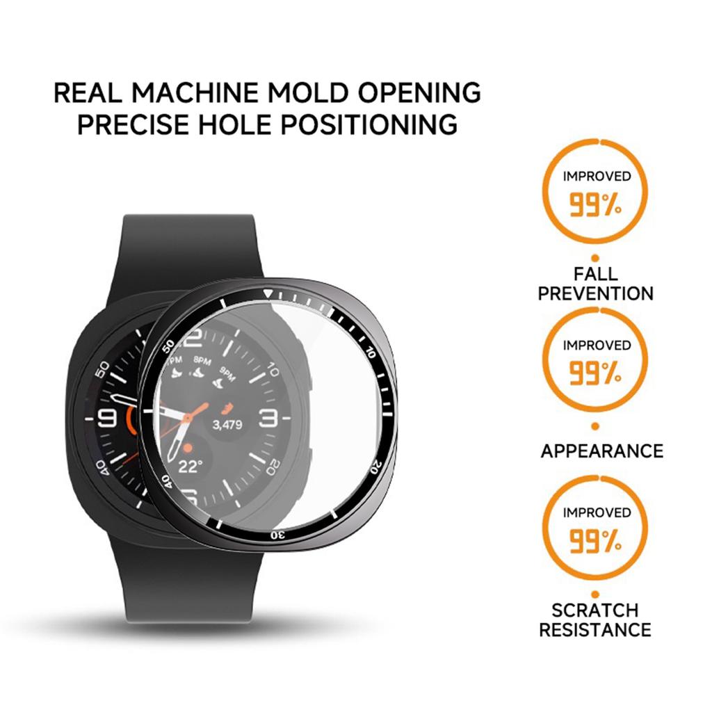 Закаленное стекло+ чехол из ПК для Samsung Galaxy Watch 8 44мм Полностью закрывающий защитный бампер для Galaxy Watch 8 40мм Аксессуары