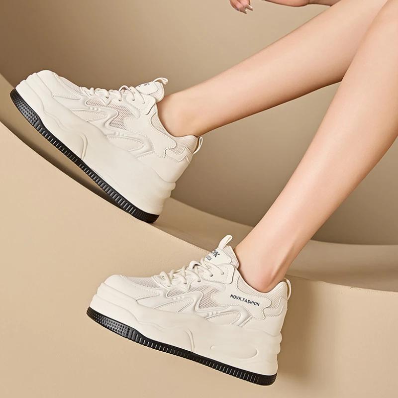 8,5 см новые женские кроссовки на платформе женская модная повседневная обувь женские кроссовки на толстой подошве вулканизированная обувь для женщин кроссовки для бега