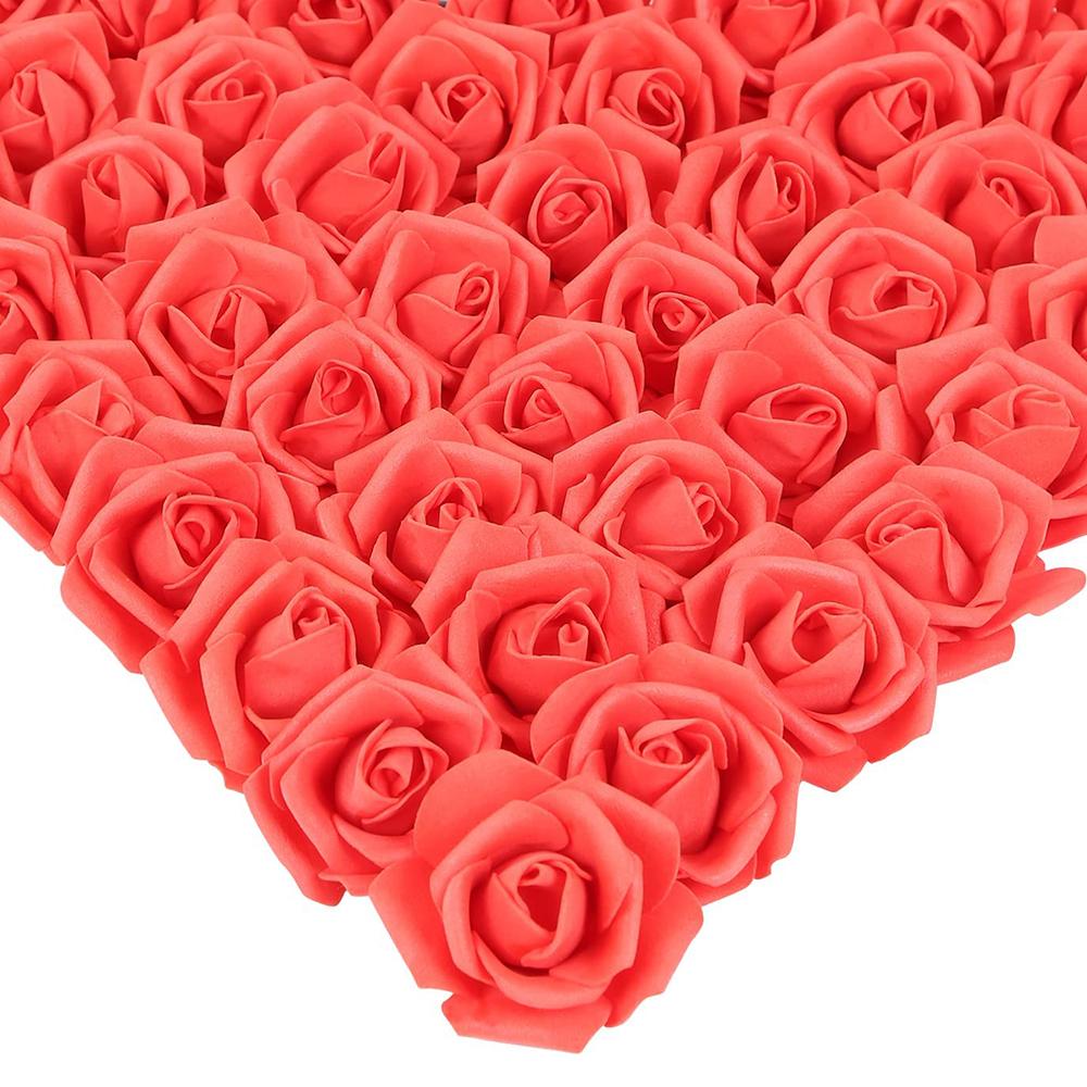 200 шт. искусственных роз, искусственные головки цветов, розы без стеблей, 5 см, пенопластовые розы, искусственные головки цветов для поделок, свадебных украшений для детского душа