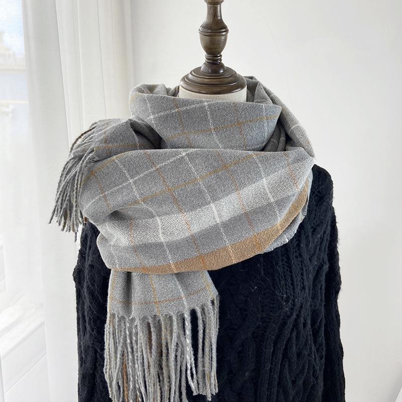 Женский классический клетчатый шарф - Имитация кашемира, Двусторонний согреватель для шеи, Шаль Осень/Зима 2023