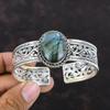 Labradorite Bangle Natural Gemstone Cuff Bracelet 925 Sterling Silver Bangle Adjustable Cuff Handmade Jewelry Stylish Bracelet Gift For Mom