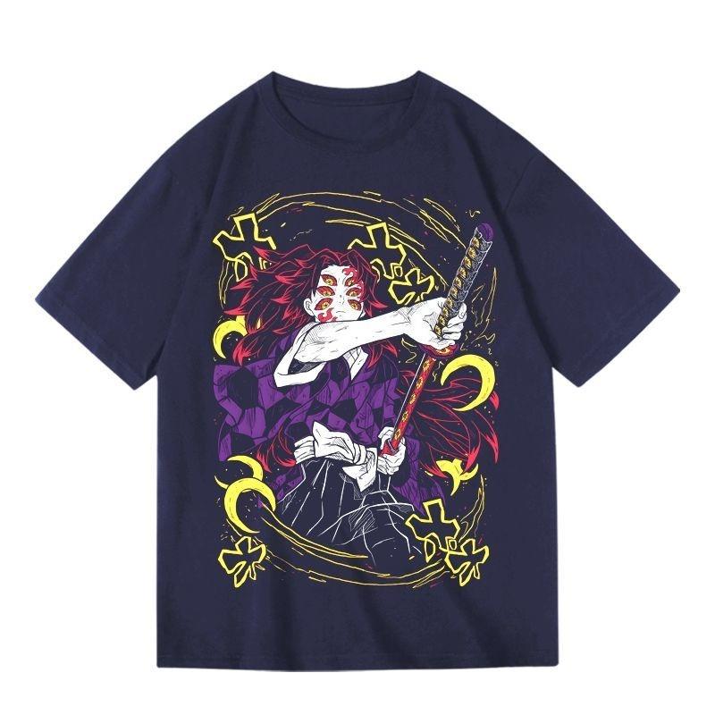 Japanese Demon Slayer Black Blood Black Death Mochi Animethemed Shortsleeved Summer Tshirt for Both Unisex and Women