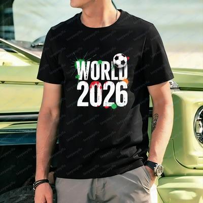 Мужская футболка World 2026 по футболу Дизайн в цветах Мексики Топы Для любителя футбола Футболка Спортивные мероприятия Винтажная Дышащая Модная одежда