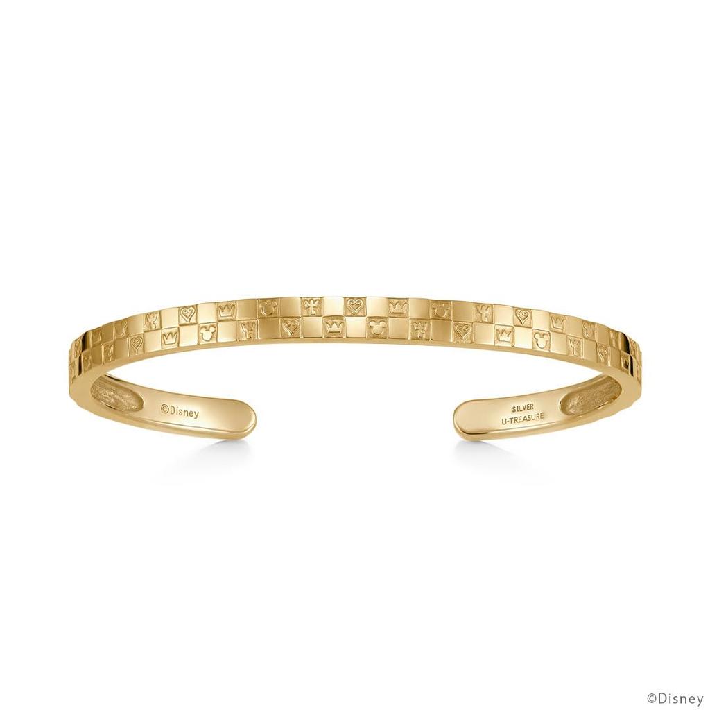 Kingdom Hearts Monogram Bangle Silver Gold Unisex Accessory Jewelry Popular Gift U-Treasure "Double" (Yellow Coating)