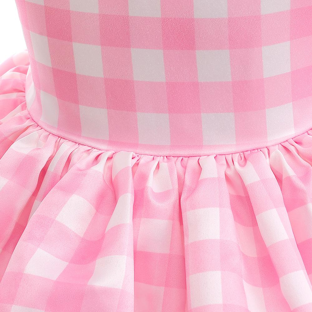 Hot Movie Pink Girls Costume For Kids Cosplay Pink Plaid Dress Halloween Birthday Girl Dress Up Carnival Party Clothes 2-10 Yrs