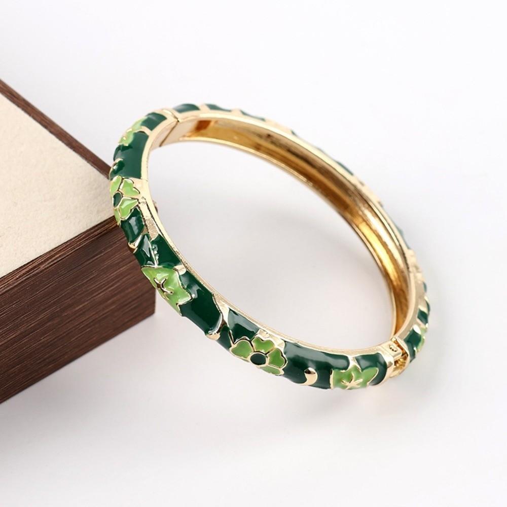 Enamel Vintage Cloisonne Bangle Traditional Women's Hand Bracelet Flower Bangle Ladies