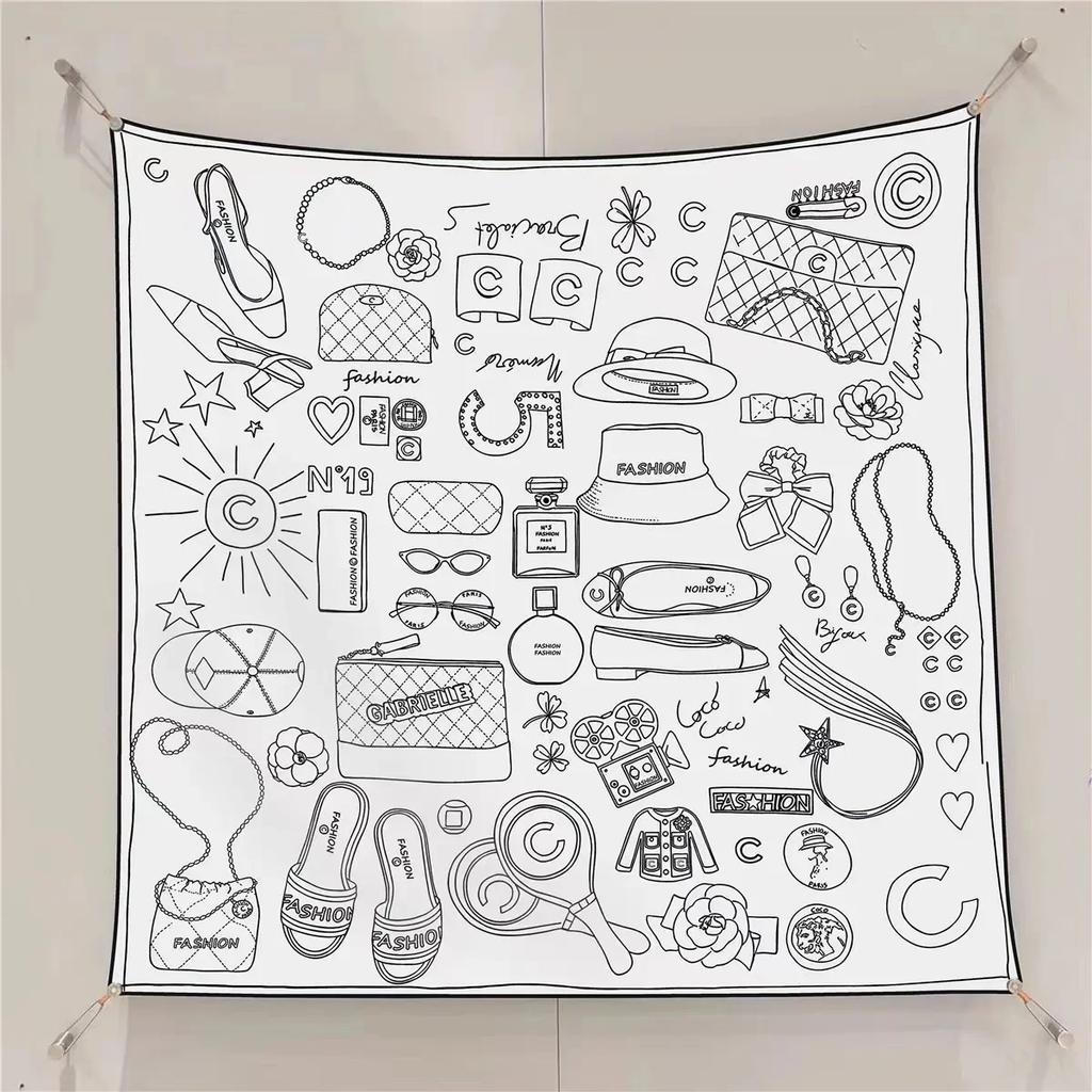 VREOVOR New 90cm × 90cm Large Square Scarf Handmade Desktop Printing Machine Right Angle Curled Edge Twill Silk Fashion Trends