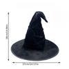 Черная бархатная шляпа ведьмы на Хэллоуин Стильный аксессуар для косплея с дизайном метлы, Идеально подходит для костюмированных вечеринок и тематических мероприятий, Без батарейки