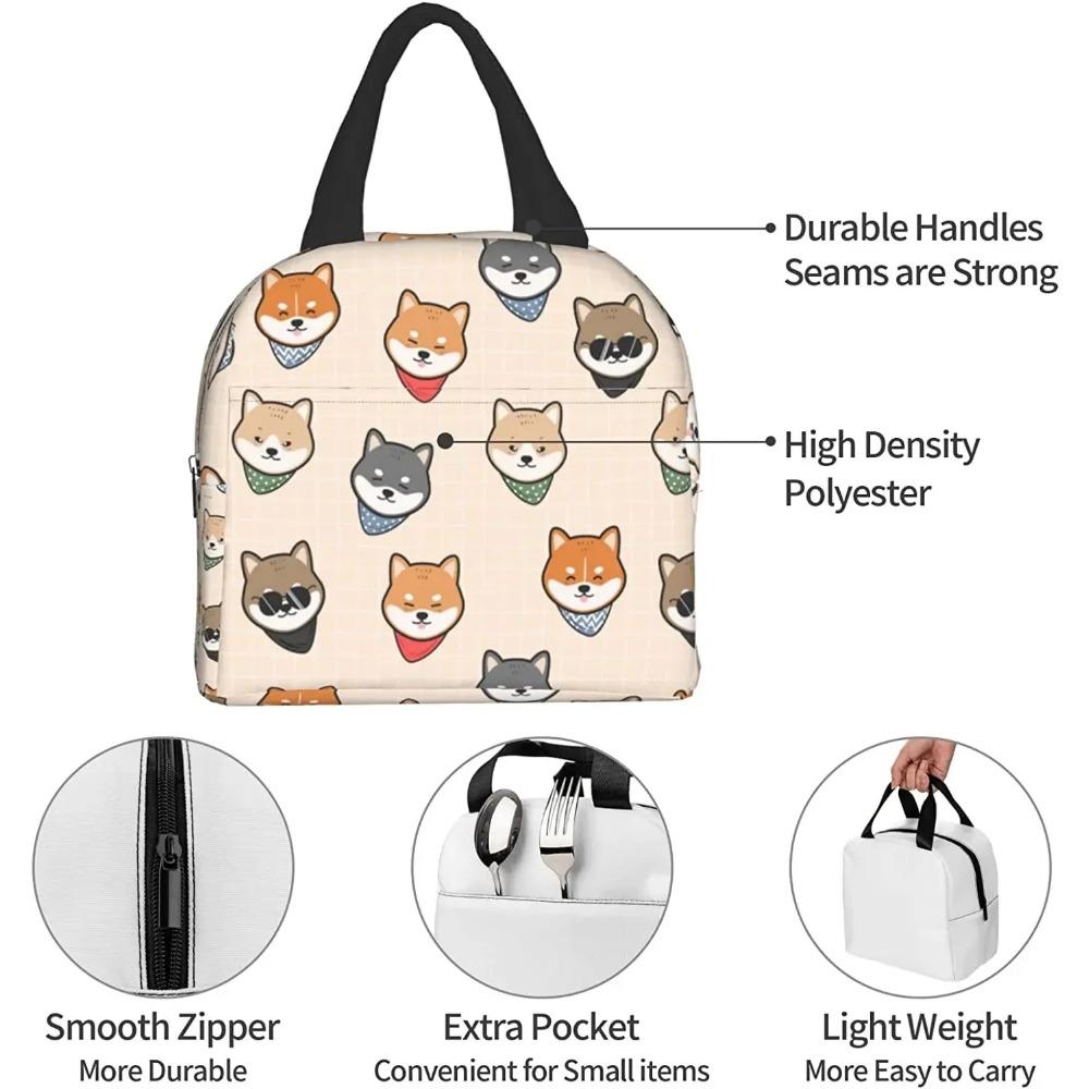 Сумка для ланча с карманом Милая японская собака Сиба Ину Изотермическая сумка-холодильник Термоводонепроницаемая многоразовая сумка-тоут для путешествий и работы