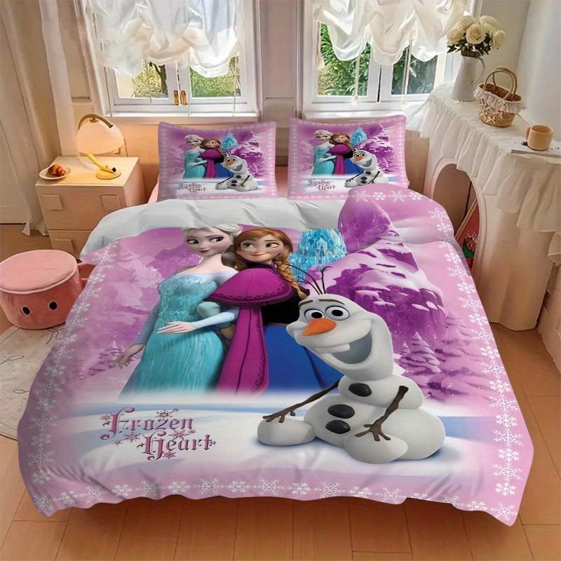 3pcs Olaf Princess Elsa and Anna Frozen Bedding Set, Includes Quilt Cover and Pillowcases, Suitable for All Seasons, Machine Washable, Ideal