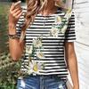 New Ladies Casual Short-sleeved T-shirt 3d Floral Print Summer Blouse Round Neck Short-sleeved Blouse