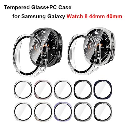 Закаленное стекло+чехол из ПК для Samsung Galaxy Watch 8 44 мм 40 мм, Полная защитная накладка-бампер для аксессуаров Samsung Galaxy Watch 8