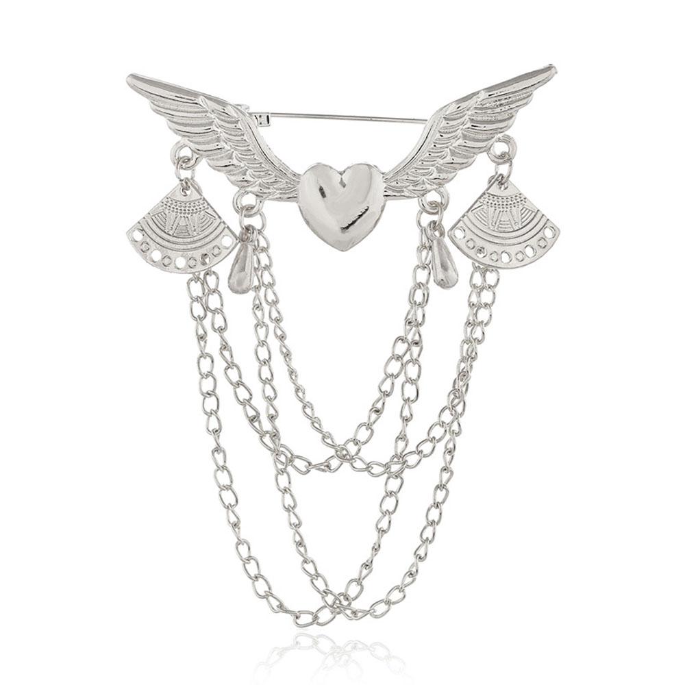 Suit Retro Chain Angle Wing Lapel Pin Heart-Shaped Jewelry Brooches Fashion Accessories Brooch Pins