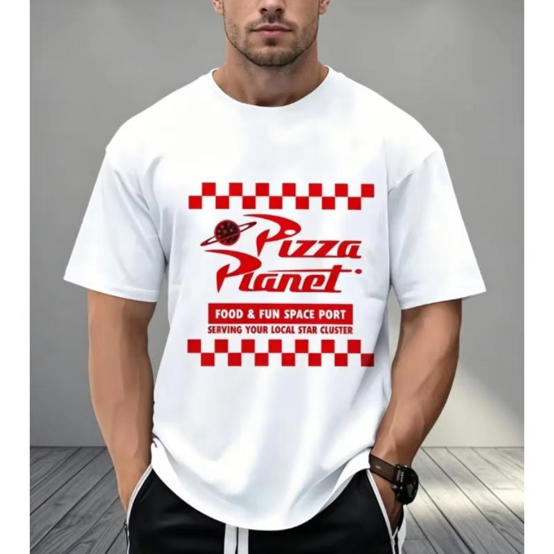 Featuring A Pizza Planet Design Red Checkered Pattern With A Rocketshaped Pizza Slice Logo 2026 Unisex And Unisex Casual Tshirt