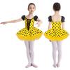 Girls Ballet Tutu Dress Short Puff Sleeve Shiny Sequins Color Block Dots Performance Costume for Recitals