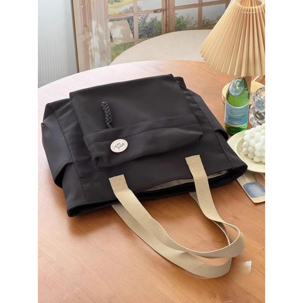 Original Design Japanese Knot Commuter Thick Nylon Tote Bag Casual Art Student Simple One Shoulder Handbag