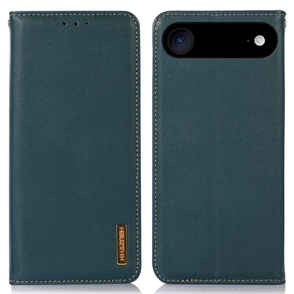 KHAZNEH For iPhone 17 Air Case Wallet Genuine Cow Leather Phone Cover Nappa Texture