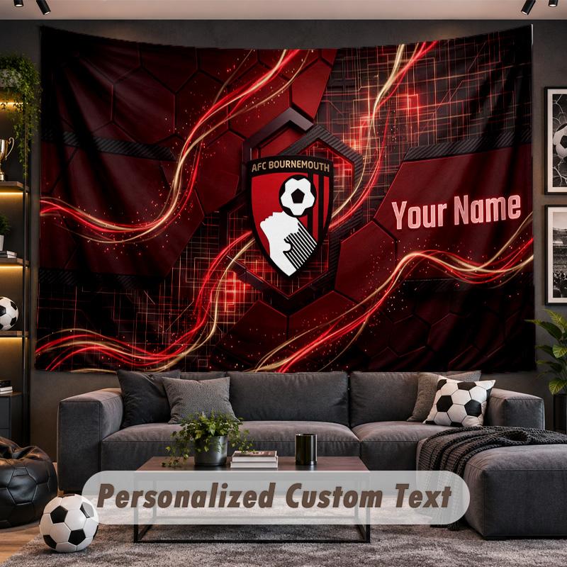 Bournemouth Football Personalized Tapestry Support Custom Name, Wall Art Home Decoration