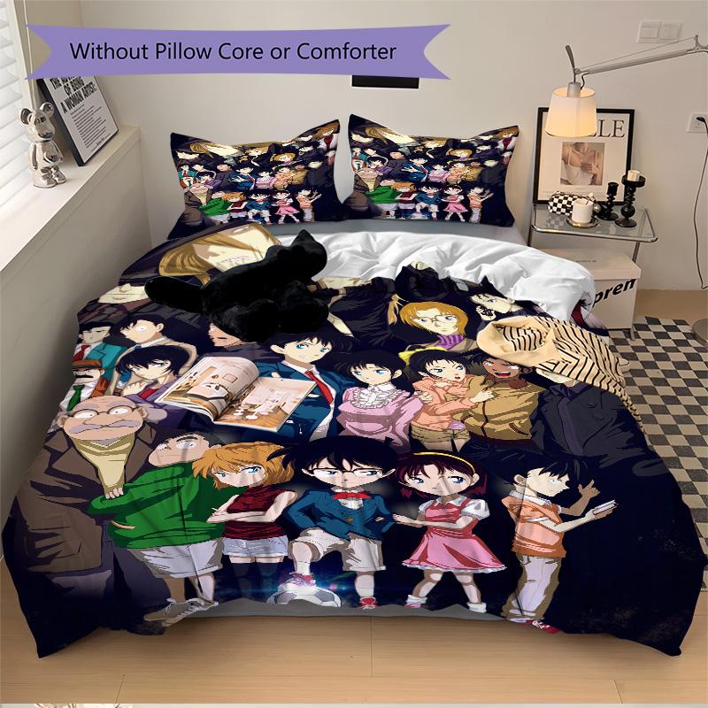 Detective Conan Characters Print 3Pcs Bedding Setduvet Cover With 2 Bedropillowcase Home Birthday Gift
