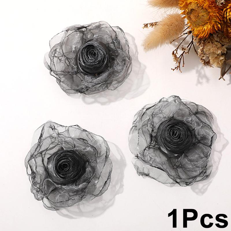 Искусственный цветок из шифоновой ткани ручной работы для свадебного платья, украшения шляп, своими руками, марля, обожженный край, роза, шитье, аппликация