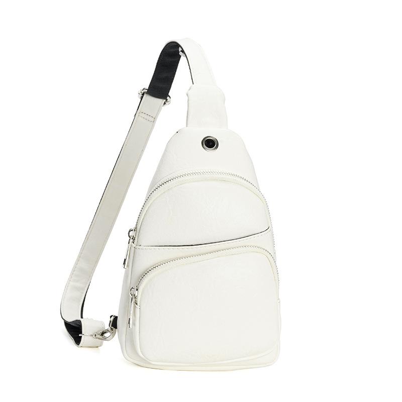 Chest Bag Female Sports Multifunctional Small Backpack Casual Simple Lightweight Retro Male Bag Slanting Shoulder Bag PU Soft Leather Mobile Phone Bag