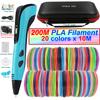 Новая 3D-ручка 3D ручка для детей с адаптером питания 200 м PLA-филамента Дорожный чехол Подарок на день рождения Рождество для детей