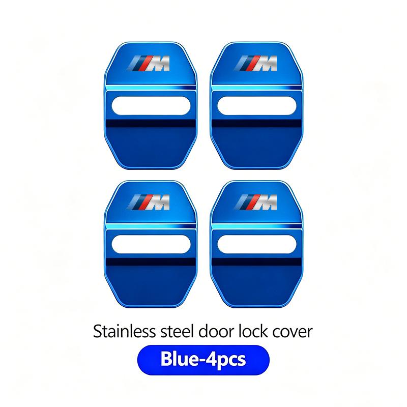 BBKD8 4Pcs Stainless Steel Shock Absorbing Car Door Lock Cover Anti Vibration Latch Protector Accessories For BMW E90 G80 M3 G30 M5 F8