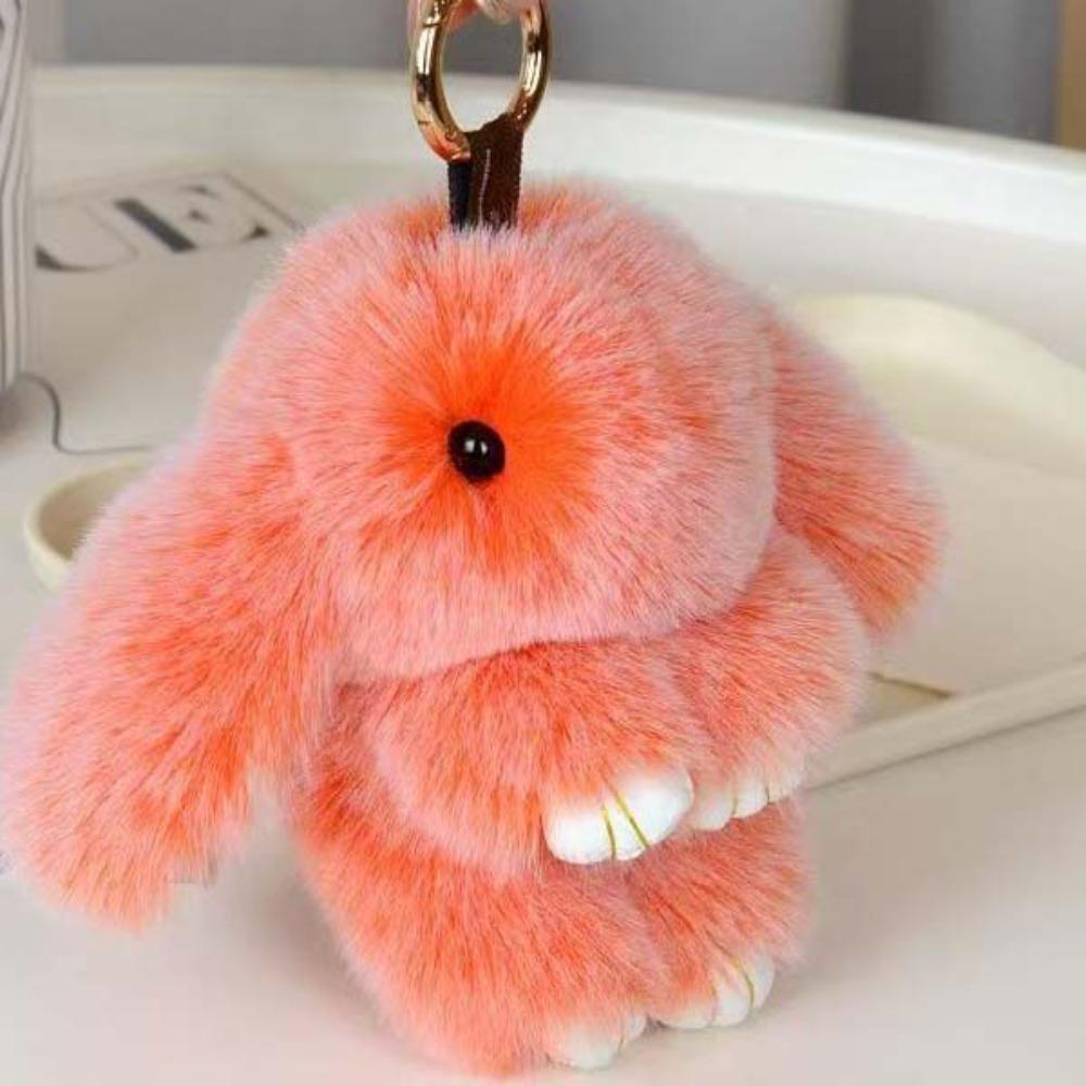 Fluffy Play Dead Rabbit Doll Fashion Plush Rabbit Pendant Rabbit Fur Keychain Women