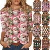 Женский модный повседневный топ с рукавом три четверти и рождественским принтом, круглый вырез