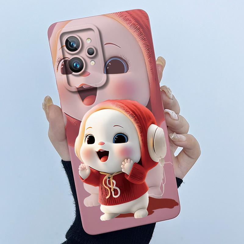 For Realme GT 2 Pro Phone Case Cute Panda Girl Cats Liquid Silicone Camera Protection Back Cover For Realme GT2 Pro GT2Pro Funda
