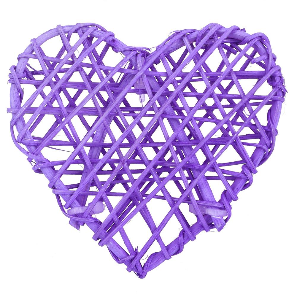 6шт DIY декоративные в форме сердца ротанга мяч орнамент свадебное украшение партии (фиолетовый)