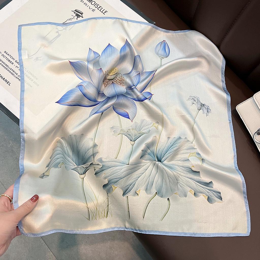 100% Natural Real Silk Scarf Neck Kerchief Foulard Female Bandana Scarves for Women Hijab Tie Shawl Wraps Square Neckerchief