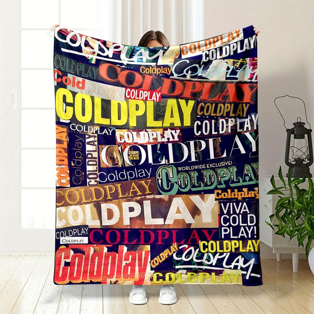 The Image Features a Collage of the Word "Coldplay" In Varied Fonts and Styles. for All Seasons Blanket Lunch Break Throw Gift