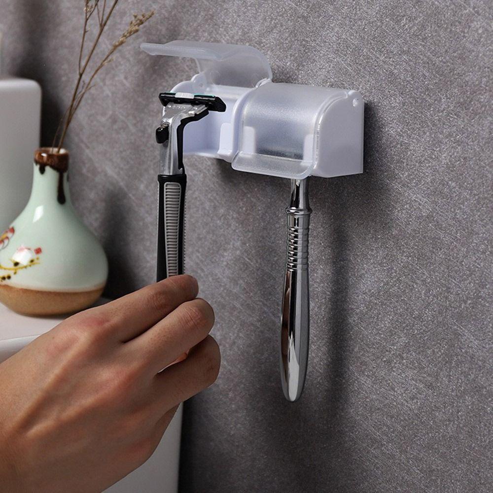 Настенный держатель для бритвы с помазком и лезвием, пылезащитная полка для ванной комнаты, стойка для хранения бритв для мужчин