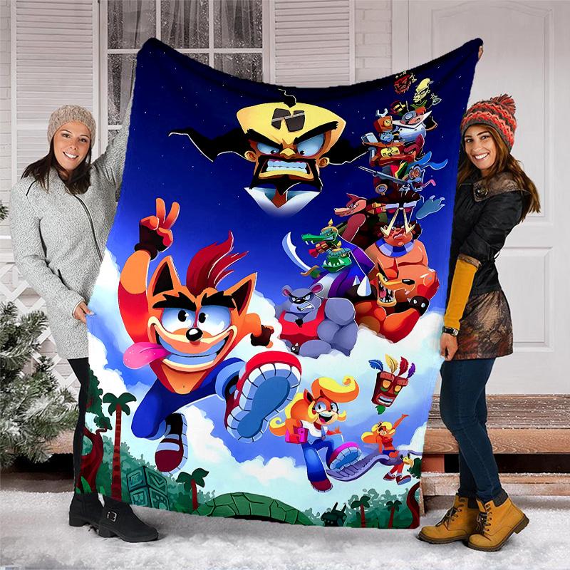 Crash Bandicoot printed throw blanket—lightweight,soft,warm;versatile blanket for all seasons—perfect as &air-conditioning throw,nap blanket