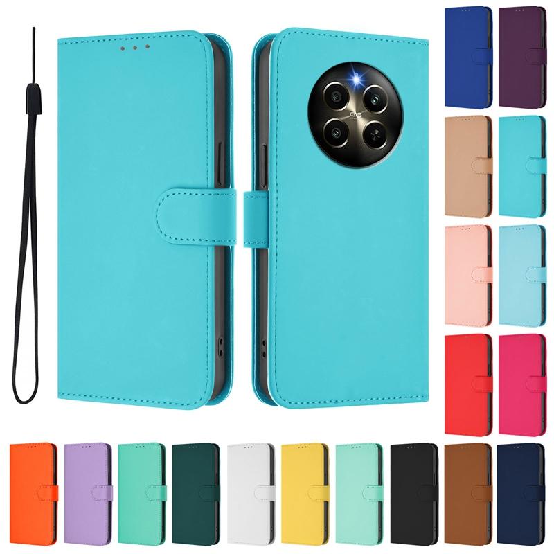 Realme12ProPlus Cases For Realme 12 Pro Plus Wallet Leather Flip Cases Realme12pro+ Protective Card Slot Book Solid Color Fundas