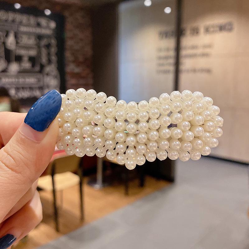 Корейская шпилька для волос со стразами и жемчугом для женщин: Элегантная боковая заколка для челки