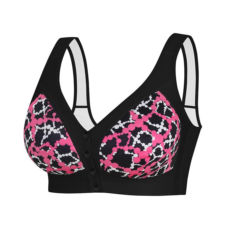0XL-6XL Нижнее белье большого размера, бюстгальтер-топ без косточек с передней застежкой, с принтом
