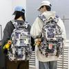 Men's Graffiti Backpack Student Schoolbag Women's Large Capacity Travel Backpack
