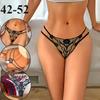 42-52 женские сексуальные сетчатые стринги с розовой вышивкой, стринги с двойным поясом, сексуальное женское белье, трусики M-2XL