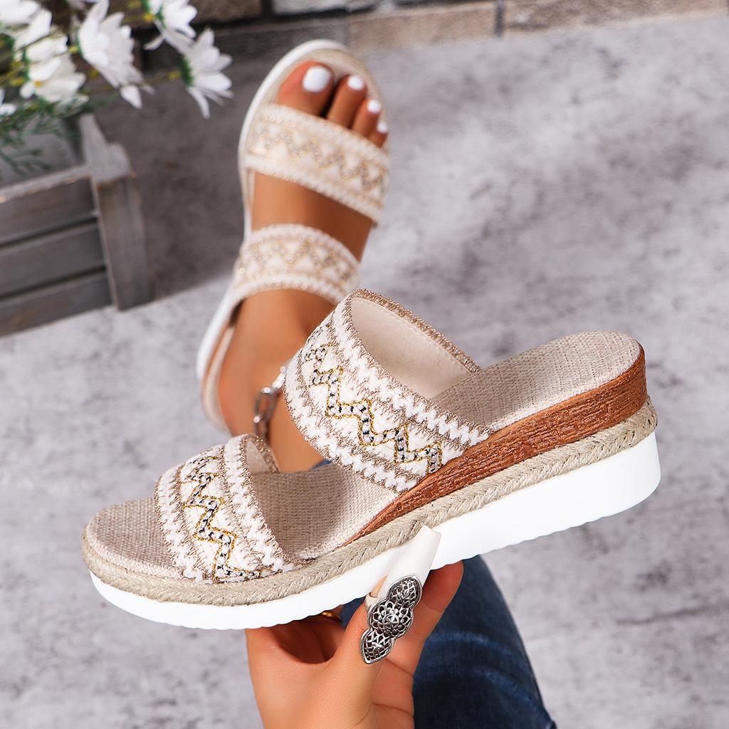 Fashion Women Slippers High Heels Wedge Platform Summer Shoes for Women 2024 New Beach Casual Heeled Sandals Slides Zapatos De Mujer