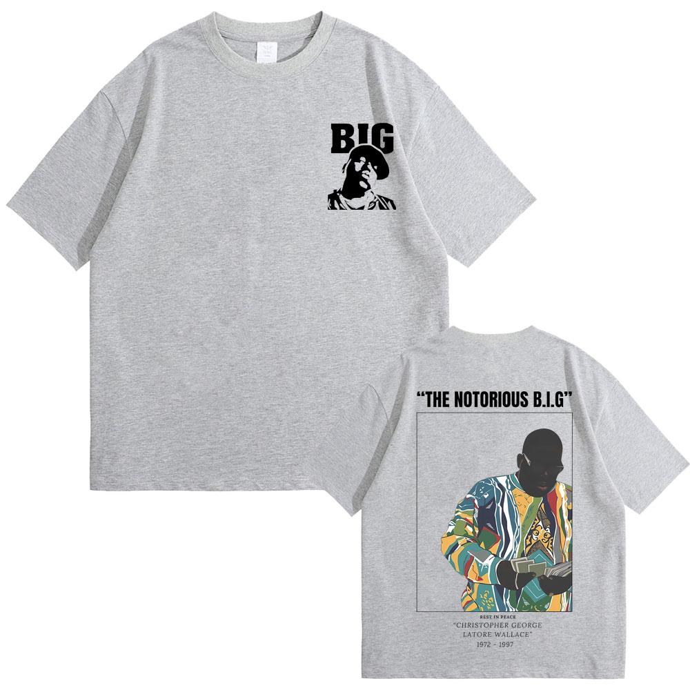 Винтажная футболка The Notorious Big Футболка с графикой Бигги Смолза Мужская Женская Модная Хип-Хоп Футболка Мужская Хлопковая Футболка Оверсайз
