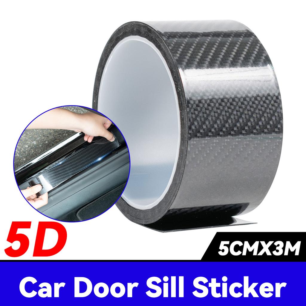 5D Carbon Fiber Car Sticker DIY Paste Protector Strip Car Door Sill Scuff Side Mirror Anti Scratch Tape Vinyl Film Waterproof 3m