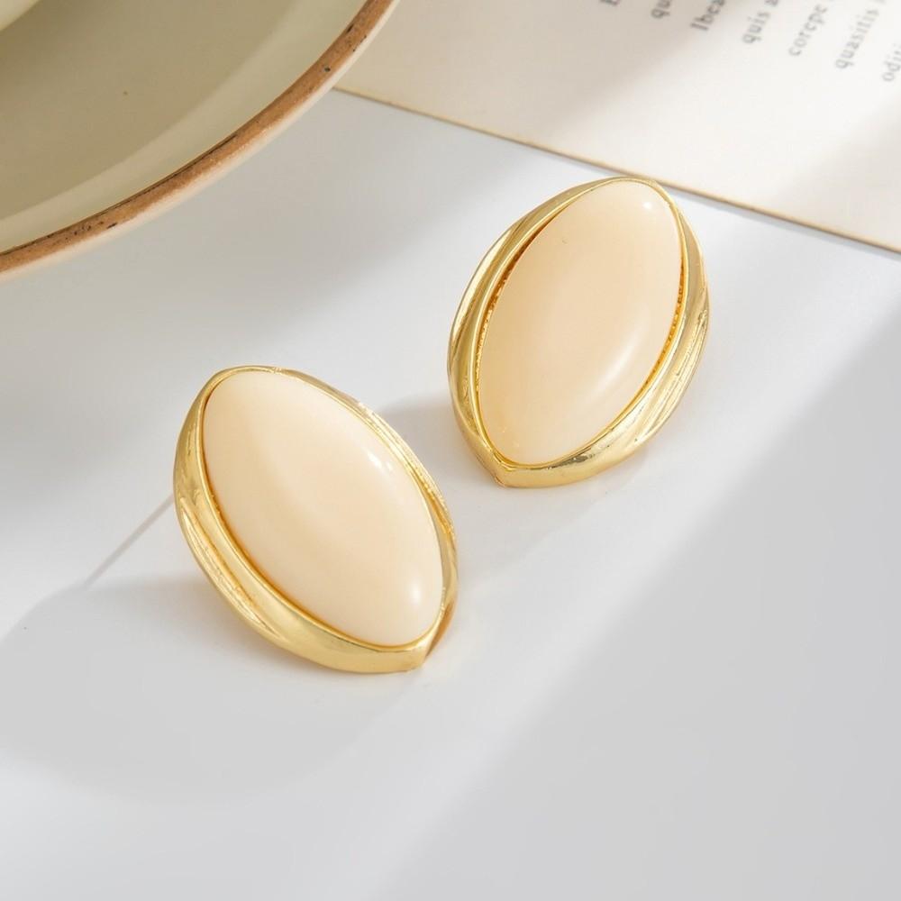 High-end Jewelry Resin Oval Earrings Elegant Style Light Luxury Retro Earrings Party