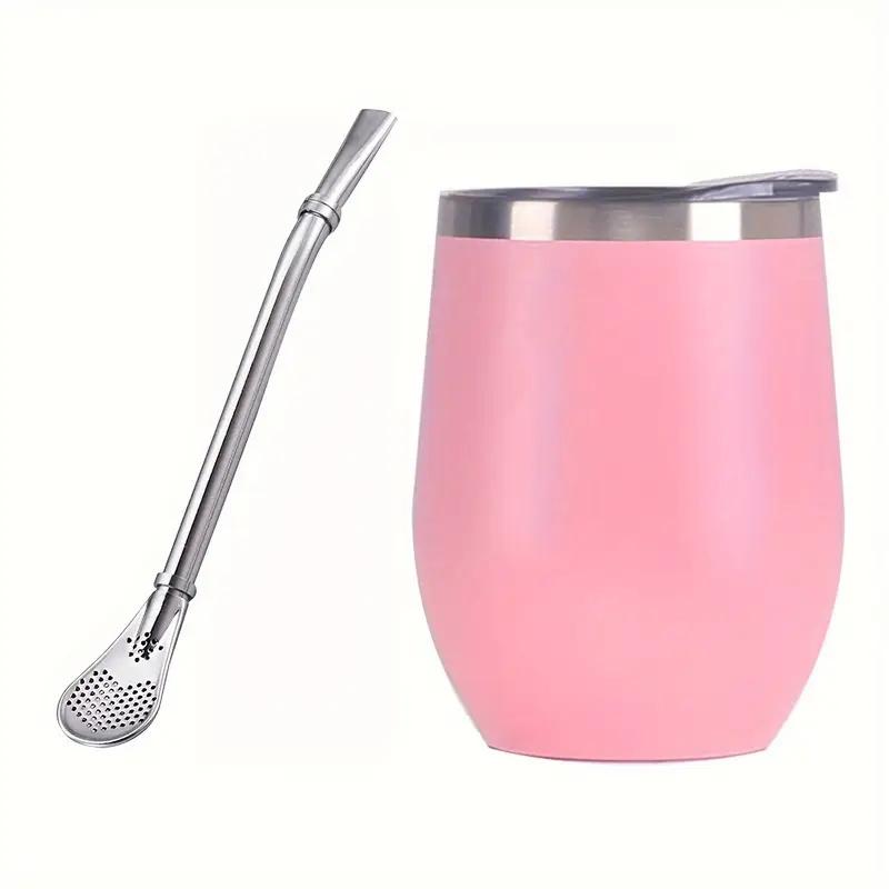 Yerba Mate Cup Set Stainless Steel Insulated Tumbler with Lid and Straw Double-Wall Mate Tea Cup Spoon for Hot and Cold Drinks
